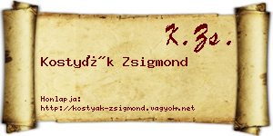 Kostyák Zsigmond névjegykártya